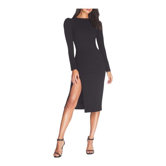Dress the Population dress Nadia long sleeve scoop back midi black X-Large XL - Picture 1 of 7